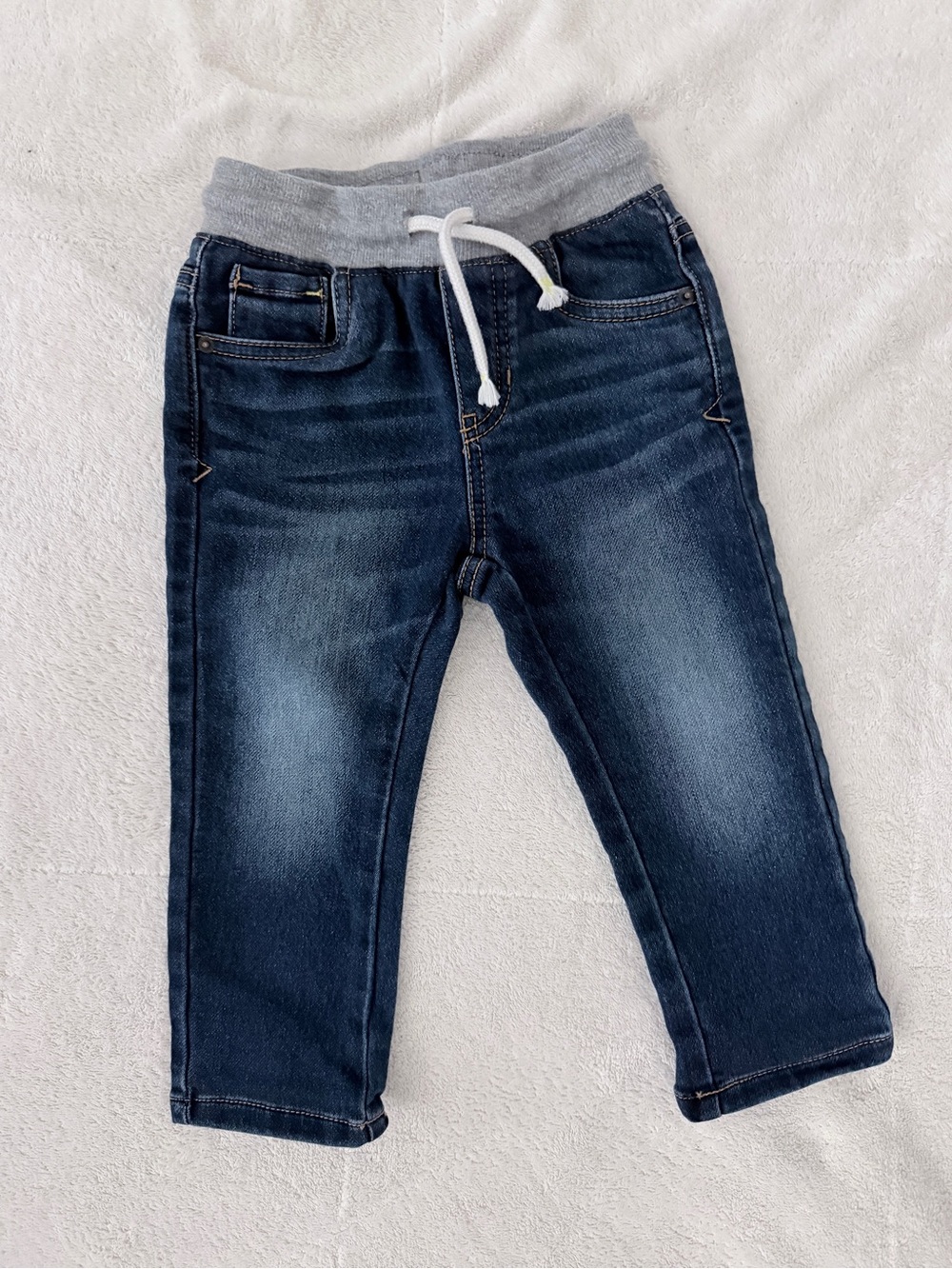 Cat & Jack Dark Blue Denim Jogger Pants with Gray Waistband